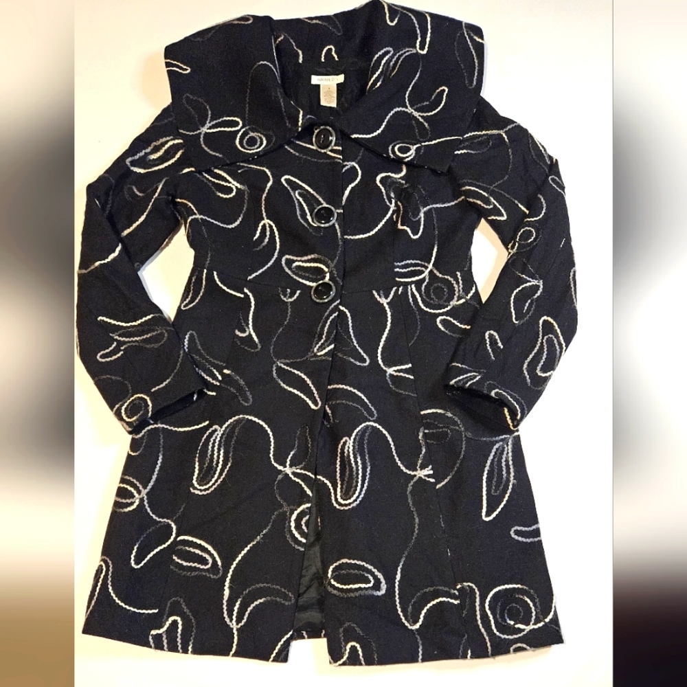 Harolds Vintage Wool Blend SZ 0 3-Button Abstract Pattern Raised Design …